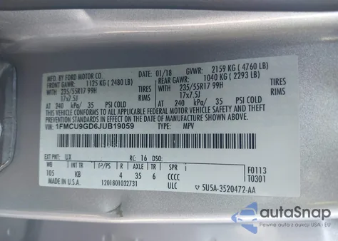 2011 Ford Escape Xlt from USA, damaged, VIN 1FMCU0D78BKA12165